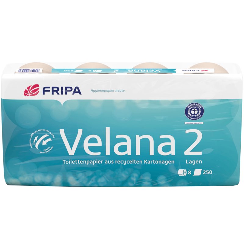 fripa Velana papier toilette, 2 épaisseurs, brun, 8 rouleaux